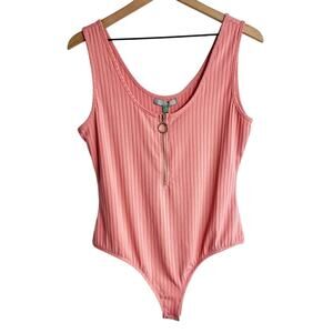 Good Luck Gem Pink Women Ribbed Bodysuit Size XL Brand New